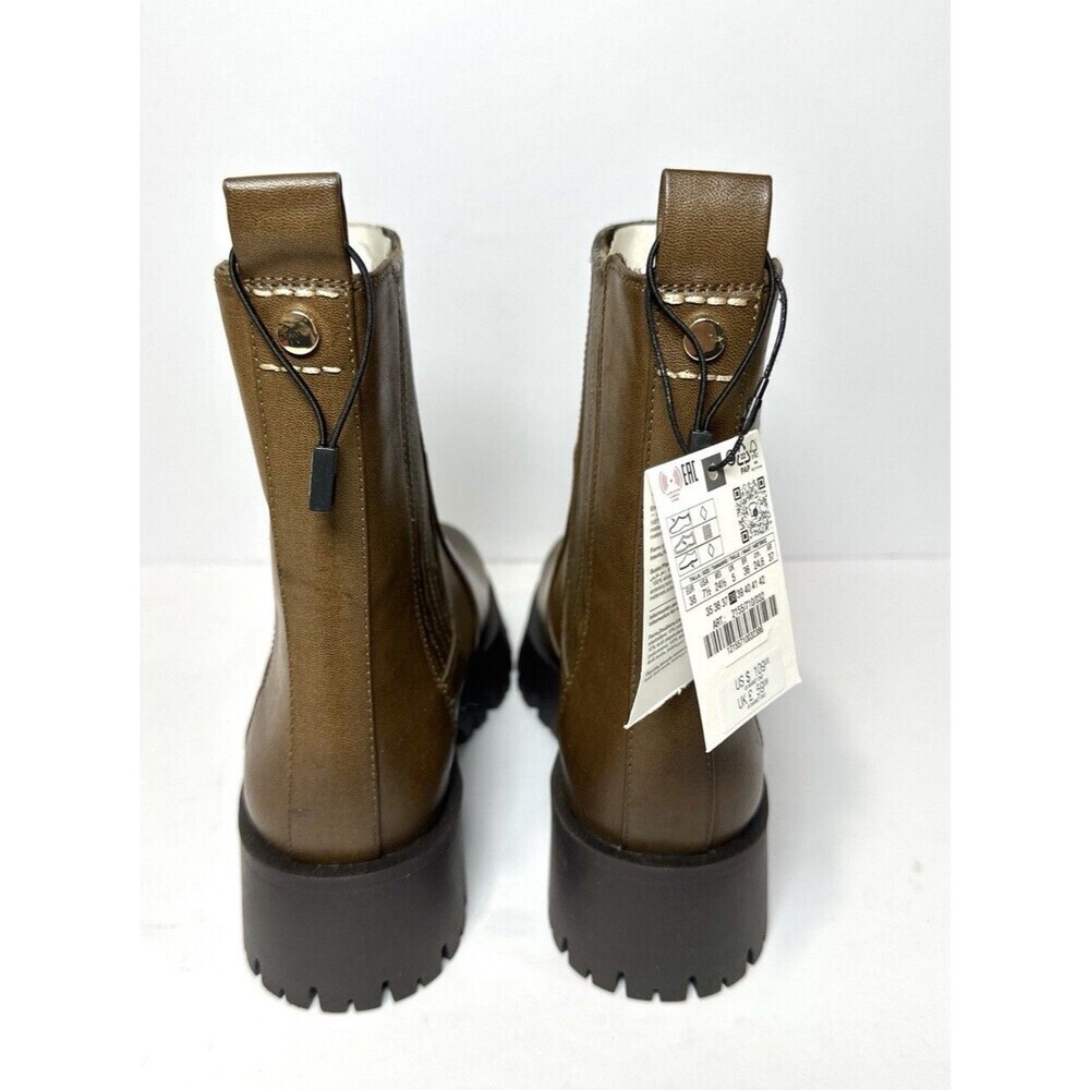 ZARA Chunky Chelsea Boots Brown Faux Leather Lug Sole Women’s US 7.5 /EU 38 New - Picture 6 of 8